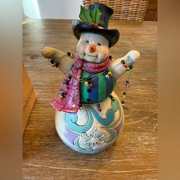 JIM SHORE ‘LIGHT UP THE HOLIDAYS’ SNOWMAN CHRISTMAS FIGURINE - Picture 2 of 7